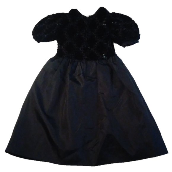 SYLVIA WHYTE Girls 7 BLACK SPARKLE SEQUIN DRESS holidays Christmas Halloween wed - Picture 8 of 15